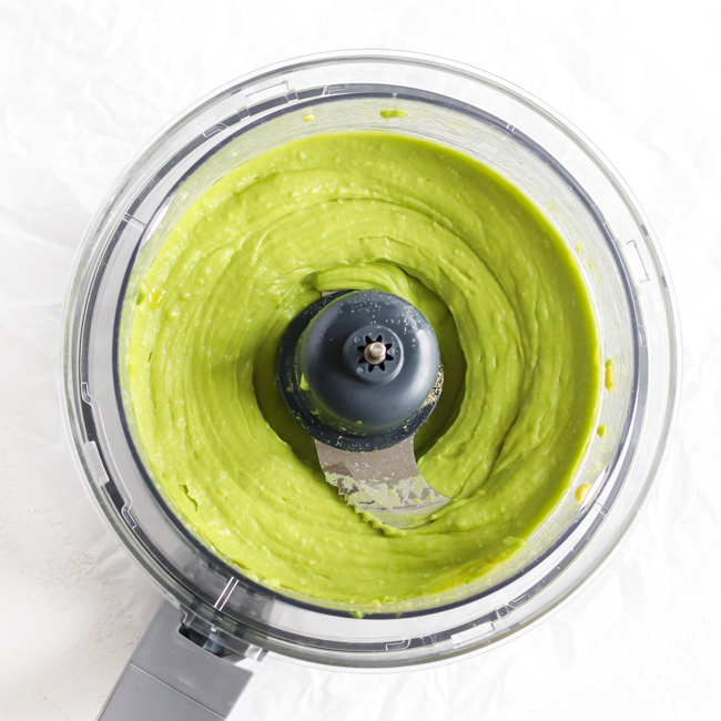 Blended ingredients in a food processor.