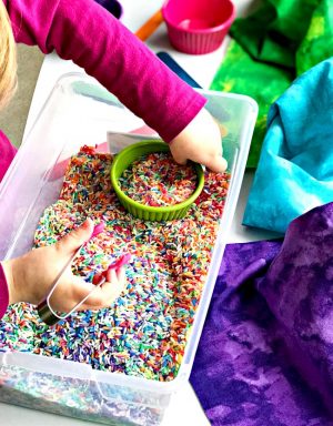 Rainbow Rice Recipe - How to Dye Rice for Sensory Play - Spirited and ...